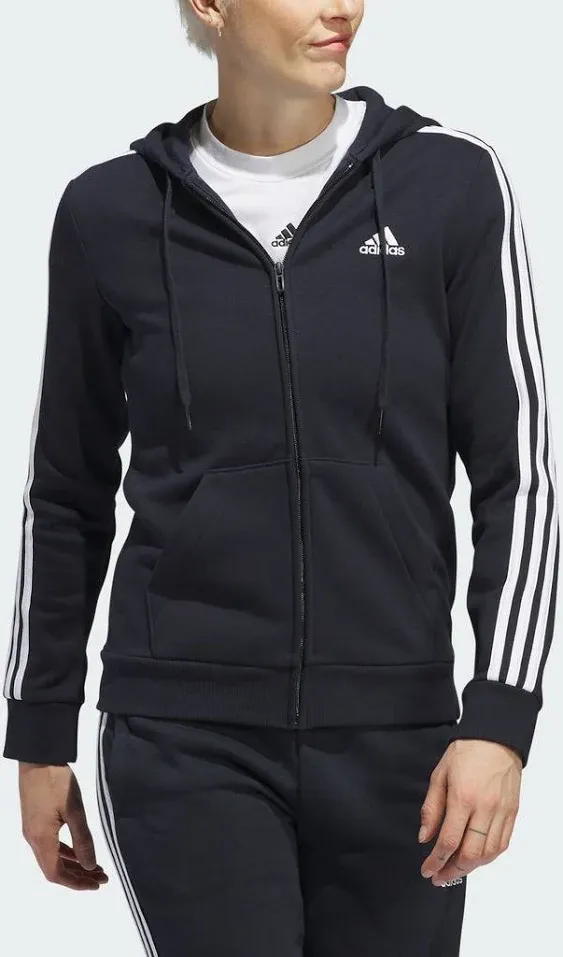 adidas Women's Essentials 3-Stripes Full-Zip Fleece Hoodie