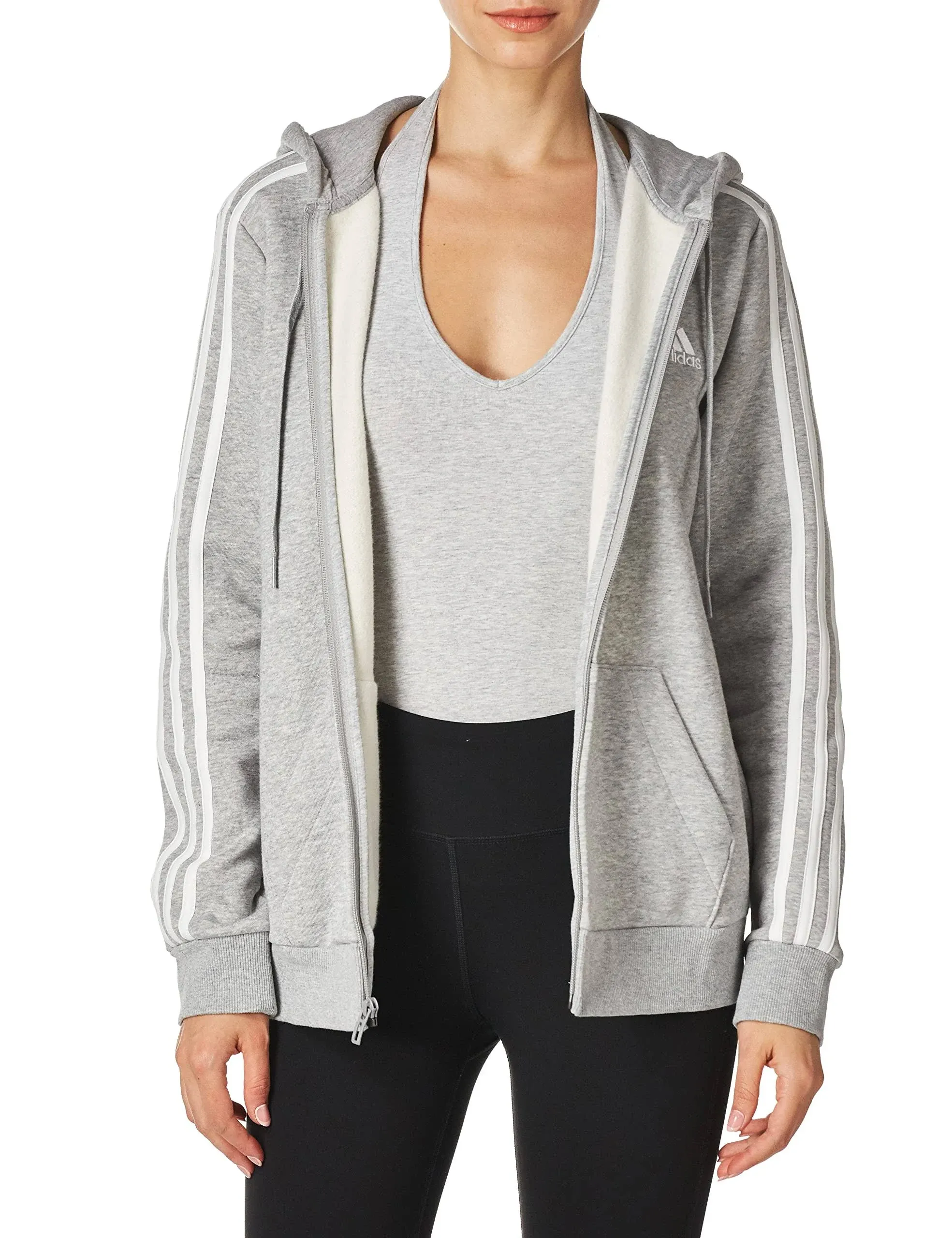 adidas Women's Essentials Fleece 3-Stripes Full-Zip Hoodie