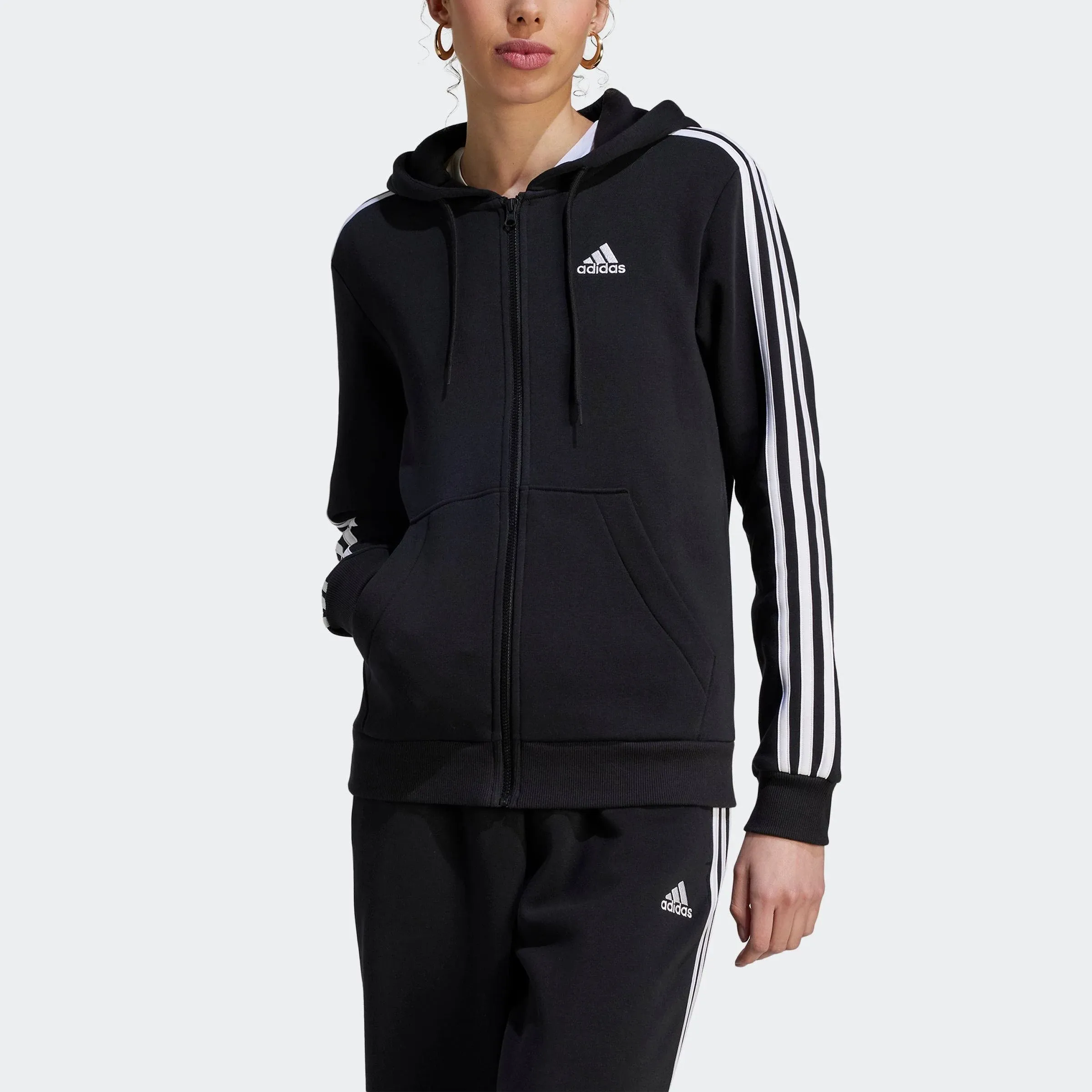 adidas Women's Essentials 3-Stripes Full-Zip Fleece Hoodie