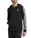 New Women’s Adidas Essential 3 Stripe Zip Up Hoodie Sweatshirt